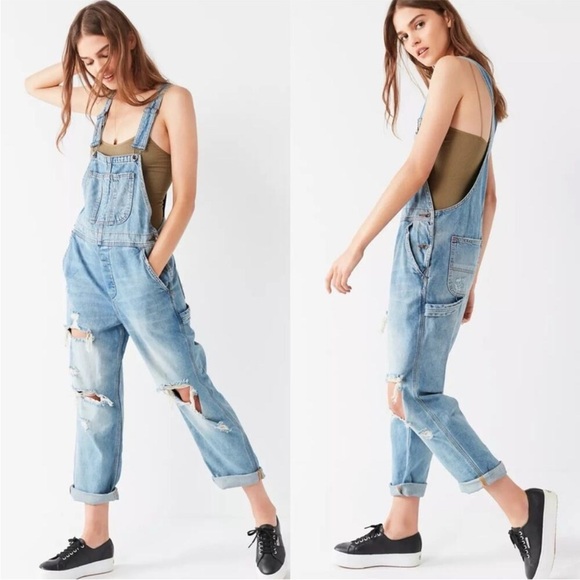 BDG Denim - BDG Urban Outfitters Ryder Boyfriend Overall Light Wash Vintage Slash Size 4